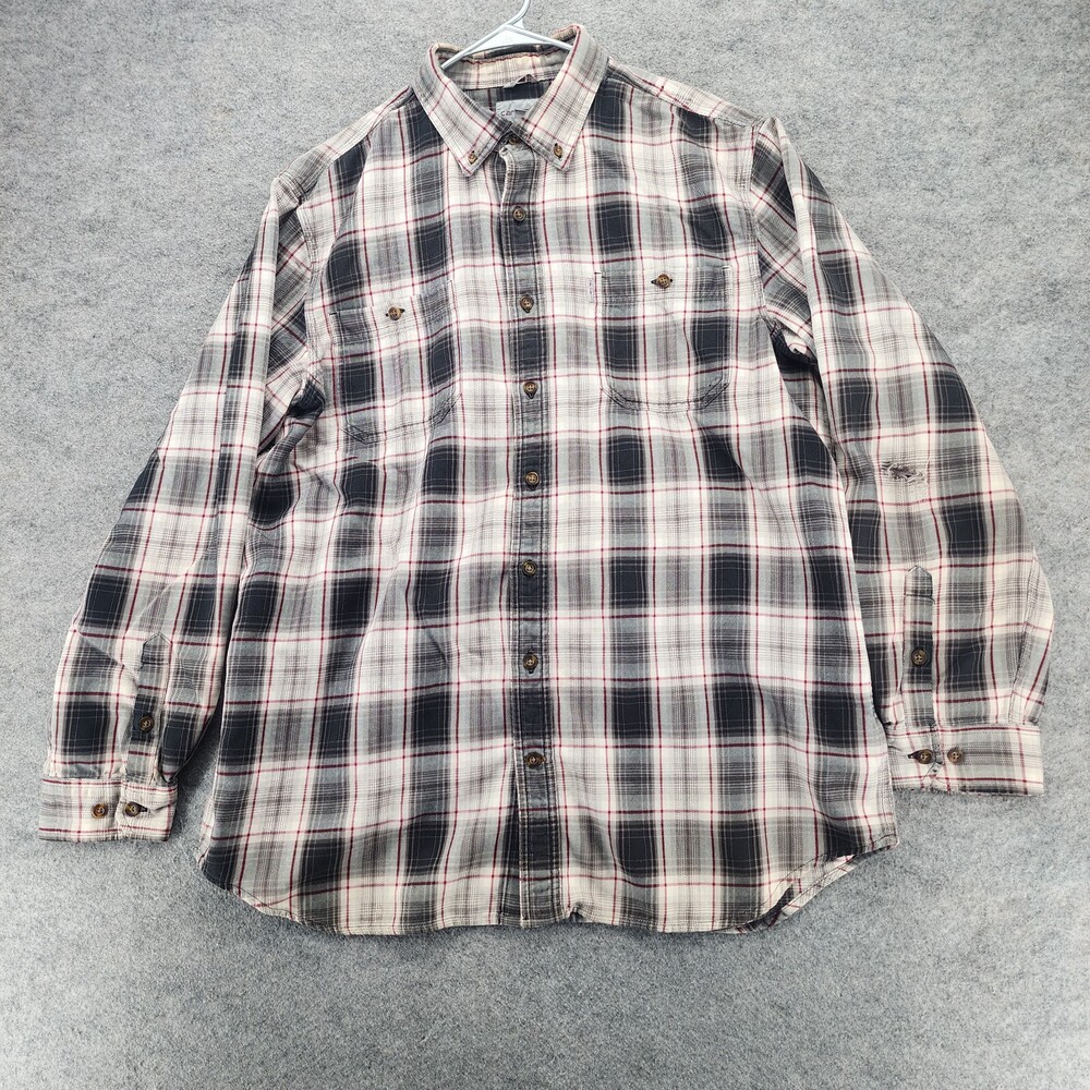Carhartt Shirt Mens XL Tall Button Down Relaxed Fit Gray Plaid